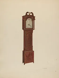 Clock Face Prints: Tall Clock, 1937. Creator: Arsen Maralian