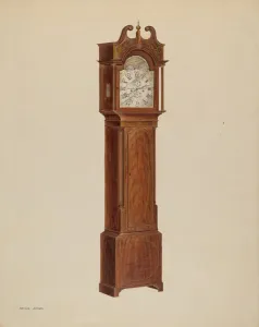 Clock Face Prints: Tall Clock, c. 1938. Creator: Arthur Johnson