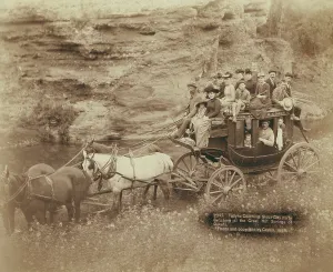 Grabill Prints: Tallyho Coaching Sioux City party Coaching at the Great Hot Springs of Dakota