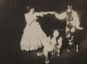 Russian Art Critics Collection: Tamara Karsavina, Vaslav Nijinsky and Adolph Bolm in the ballet Carnaval by R. Schumann