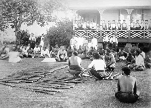 Samoa Gallery: Tamasese distributing arms, Apia, Samoa, 1899