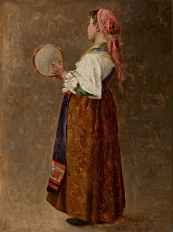 The Tambourine Girl, late 19th-early 20th century. Creator: Margaret A. Rudisill