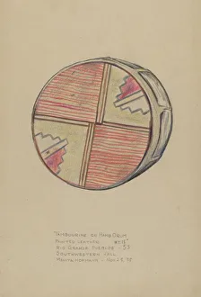 Cowhide Prints: Tambourine or Hand Drum, 1935/1942. Creator: Melita Hofmann