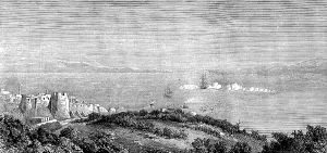 Strait Prints: Tangier Bay, Morocco: H.M.S. Aurora firing a salute in honour of the new emperor
