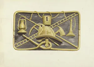 Engine House Prints: Taniscot Engine House Sign, 1935/1942. Creator: Curry M. Bartlett