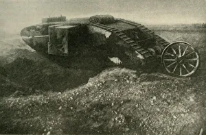 Crater Prints: A Tank in Action, First World War, 1914-1918, (c1920). Creator: Unknown