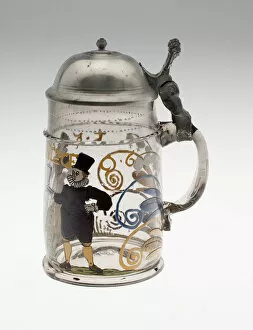 Neck Ruff Gallery: Tankard with Cover, Bohemia, 1596. Creator: Bohemia Glass
