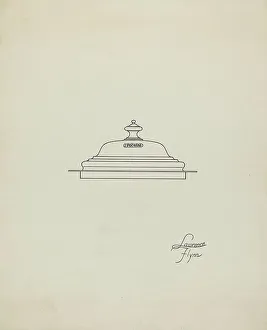 Flynn Lawrence Prints: Tankard Lid, c. 1936. Creator: Lawrence Flynn