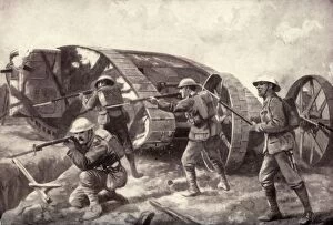 Tank Collection: The Tanks in Action. The Western Juggernaut Tracking Over the Mud Wastes, 1917