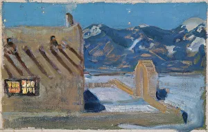Akseli Gallen Kallela Prints: Taos Home in Moonlight, 1925. Creator: Akseli Gallen-Kallela