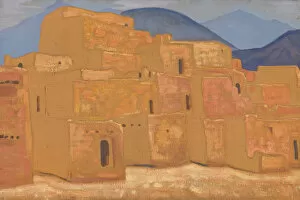 Tempera On Canvas Collection: Taos Pueblo, New Mexico, ca 1921. Artist: Roerich, Nicholas (1874-1947)