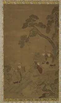 Sage Prints: Tapestry: five sages in a garden under pines, Ming dynasty to Qing dynasty, 1368-1911