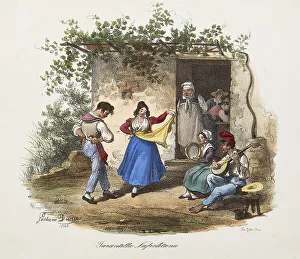 1840 Prints: Tarantella. From Scene di vita e costumi napoletani