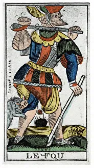 Tarot card of the Fool, Jergot Tarot, 17th century