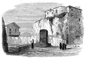 Clothes Line Prints: The Tarpeian Rock, Rome, 1864. Creator: Mason Jackson