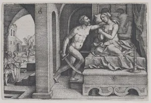 Tarquinius Sextus Prints: Tarquinius Rapes Lucretia, from Scenes from Roman History. Creator: Georg Pencz