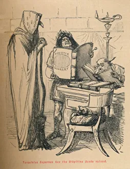 Tarquinius Superbus has the Sibylline Books valued, 1852. Artist: John Leech
