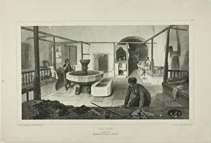 Bathhouse Prints: Tartar Bath, Resting Room, 1840. Creator: Auguste Raffet