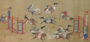 Tartars Playing Polo, early 18th century. Creator: Kano Eisen'in Furunobu Tartars Playing Polo, early 18th century. Creator: Kano Eisen'in Furunobu