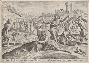 Sadeler I Gallery: The Taskmaster of the Pharaoh Beating the Israelites, c.1585. Creator: Johann Sadeler I
