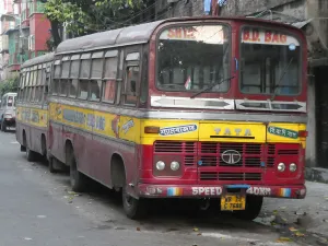 Public Transport Collection: TATA bus in India, 2019. Creator: Unknown