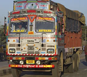 Northern Gallery: Tata lorry on road in Punjab, India. Creator: Unknown