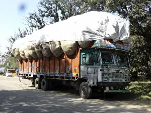 Northern Gallery: Tata truck with heavy load, India. Creator: Unknown