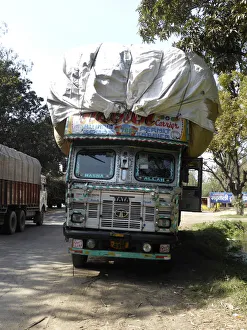 Tata truck with heavy load, India. Creator: Unknown