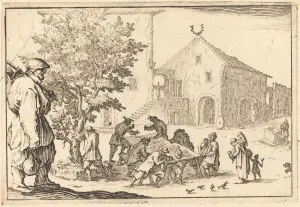 Urinating Prints: Tavern, c. 1617. Creator: Jacques Callot