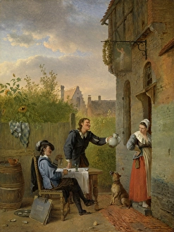 Barmaid Prints: Tavern Scene, 1828. Creator: Ignatius van Regemorter