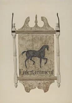 Tavern Sign Prints: Tavern Sign (Black Horse Tavern), c. 1940. Creator: John Matulis
