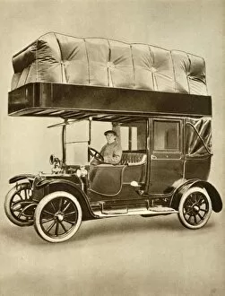 Taxi cab with gas-bag device on specially fitted roof, 1914-1918, (1935). Creator: Unknown