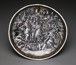 Tazza with Moses Striking Water from the Rock, Limoges, 1570/75. Creator: Master I. C