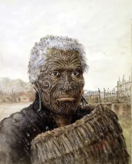 Defiance Prints: Te Kuha: a carver and warrior, c1860s. Creator: Major HG Robley