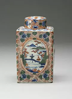 Tin Glazed Collection: Tea Caddy, Delft, c. 1700. Creators: De Metaale Pot, Delftware, Lambertus van Eenhoorn