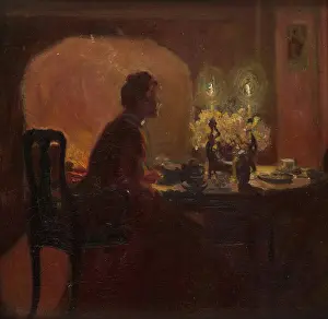 Candlelight Prints: Tea by candlelight. Creator: Lobley, John Hodgson (1878-1954)