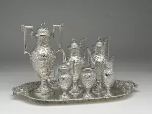 Repousse Gallery: Tea and Coffee Service with Tray, 1850 / 1900. Creator: Schofield Co. Inc