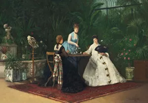 Society Gallery: Tea in the conservatory, 1893. Creator: Samson, Jeanne (active 19th century)