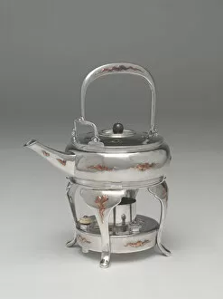 Arts Crafts Movement Collection: Tea kettle, 1877, and stand, 1889. Creator: Tiffany & Co