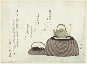 Tea kettle on the stove. Artist: Hokuju, Shotei (1763-1824)
