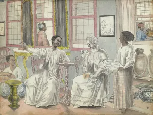 Java Prints: Tea party in a European house in Batavia, 1779-1785. Creator: Jan Brandes