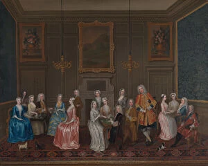 At The Table Collection: Tea Party at Lord Harringtons House, St. James s, 1730. Creator: Philips, Charles (c