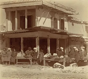 Uzbekistan Prints: Tea room, Samarkand, between 1905 and 1915. Creator: Sergey Mikhaylovich Prokudin-Gorsky