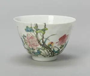 Overglaze Prints: Teabowl with Mufurong (Hibiscus) and Dragonfly, Qing dynasty, Yongzheng reign (1723-1735)
