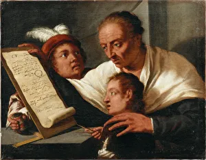 Schoolteacher Prints: A teacher with two schoolboys, after 1650. Creator: Pietro della Vecchia (1603-1678)