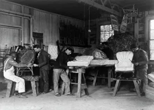 Furniture Shop Prints: Teacher and four students making furniture at Hampton Institute