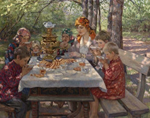 Childhood Collection: The Teachers Guests. Artist: Bogdanov-Belsky, Nikolai Petrovich (1868-1945)