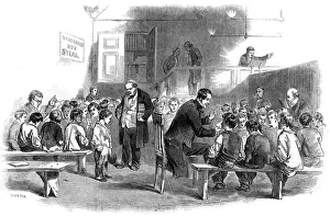 Teaching boys to read in the Ragged School Union school, Lambeth, London, 1868