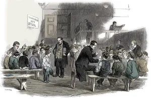 Ashley Cooper Gallery: Teaching boys to read in the Ragged School Union school, Lambeth, London, 1868