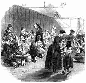 Ashley Cooper Gallery: Teaching girls to read in the Ragged School Union school, Lambeth, London, 1868